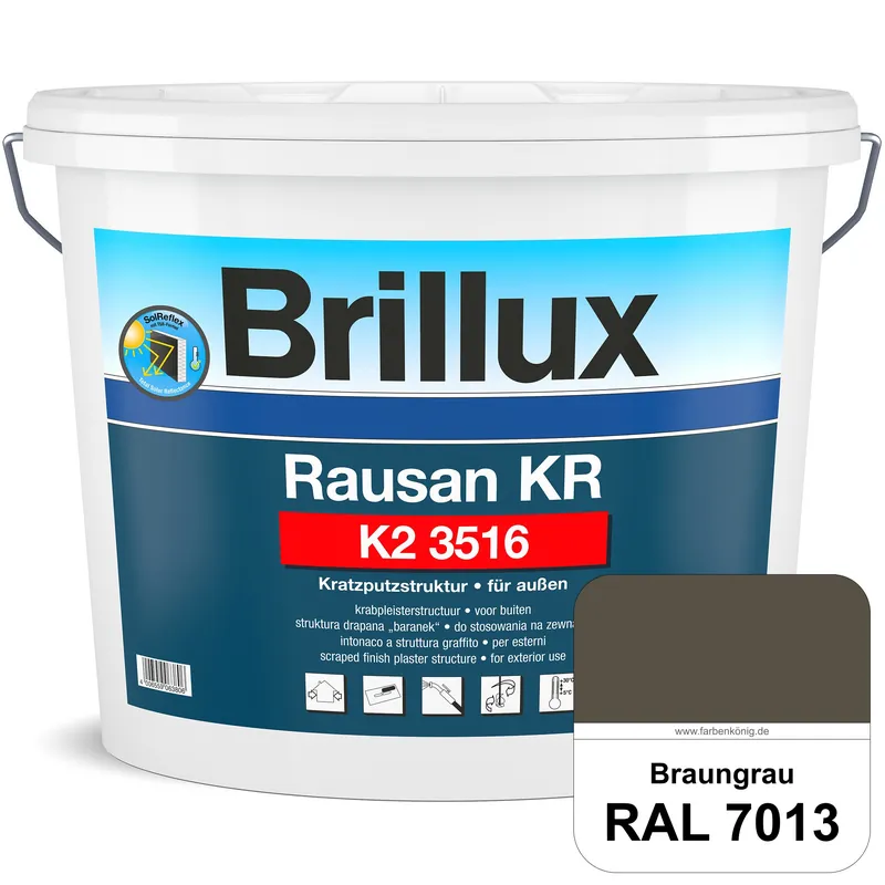 Rausan KR K2 3516 mit Protect (RAL 7013 Braungrau) Organisch gebundener Kratzputz für wetterbeständi | Geprüfte Qualität