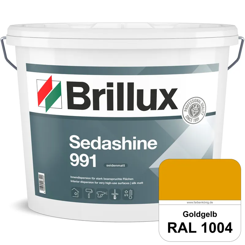 Direkt bestellen | Sedashine 991 (RAL 1004 Goldgelb) Seidenmatte Innendispersion für hoch strapazierfähige & gut reinig